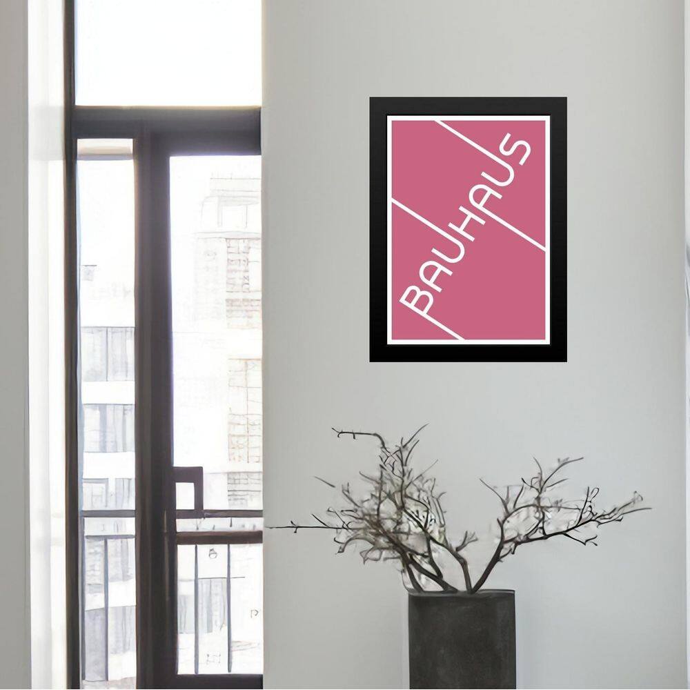 Quadro Bauhaus Pink Typographic Poster 24X18Cm