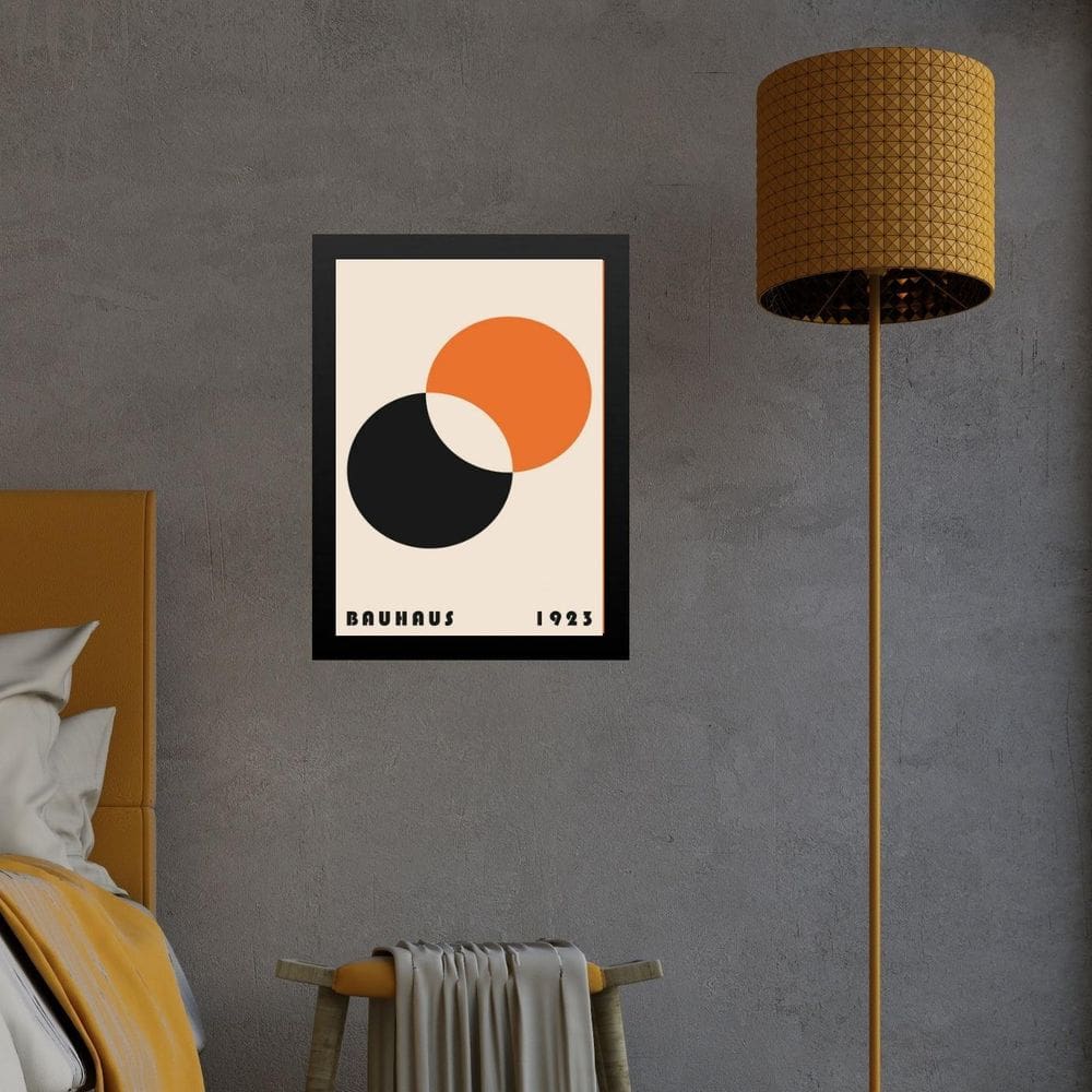 Quadro Bauhaus Laranja E Preto - Eclipse 24X18Cm