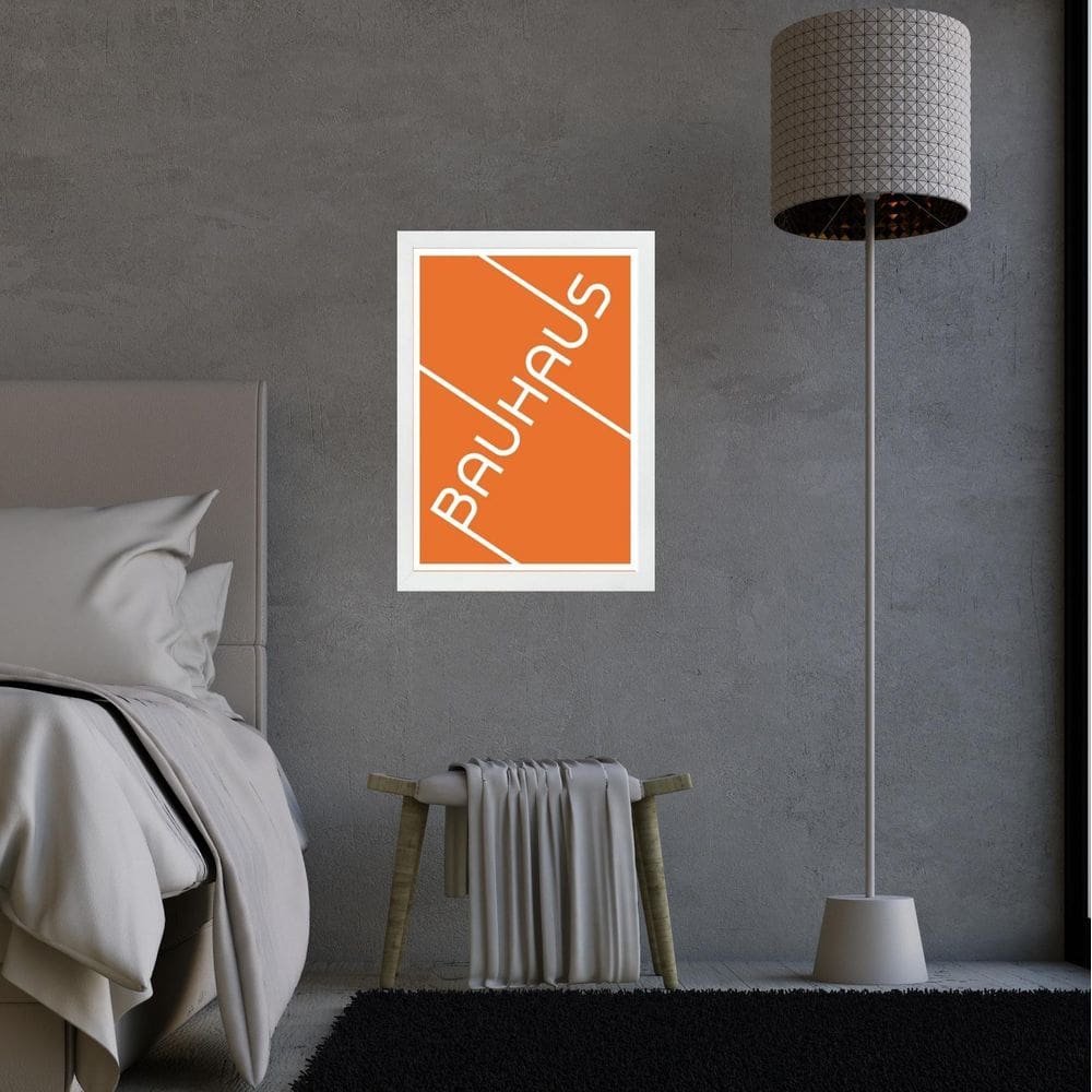Quadro Bauhaus Laranja - Tipografia 24X18Cm