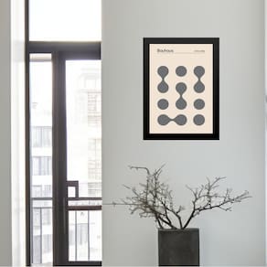 Quadro Bauhaus Grey Minimalist Graphic Poster 24X18Cm Vidro