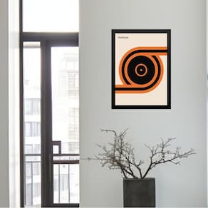 Quadro Bauhaus Vintage Laranja - Roll Disc 45X34Cm - Vidro