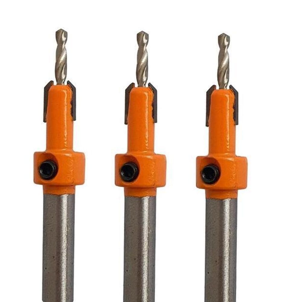 Kit 3 Brocas Escareadoras 3Mm X 8Mm Haste Lisa