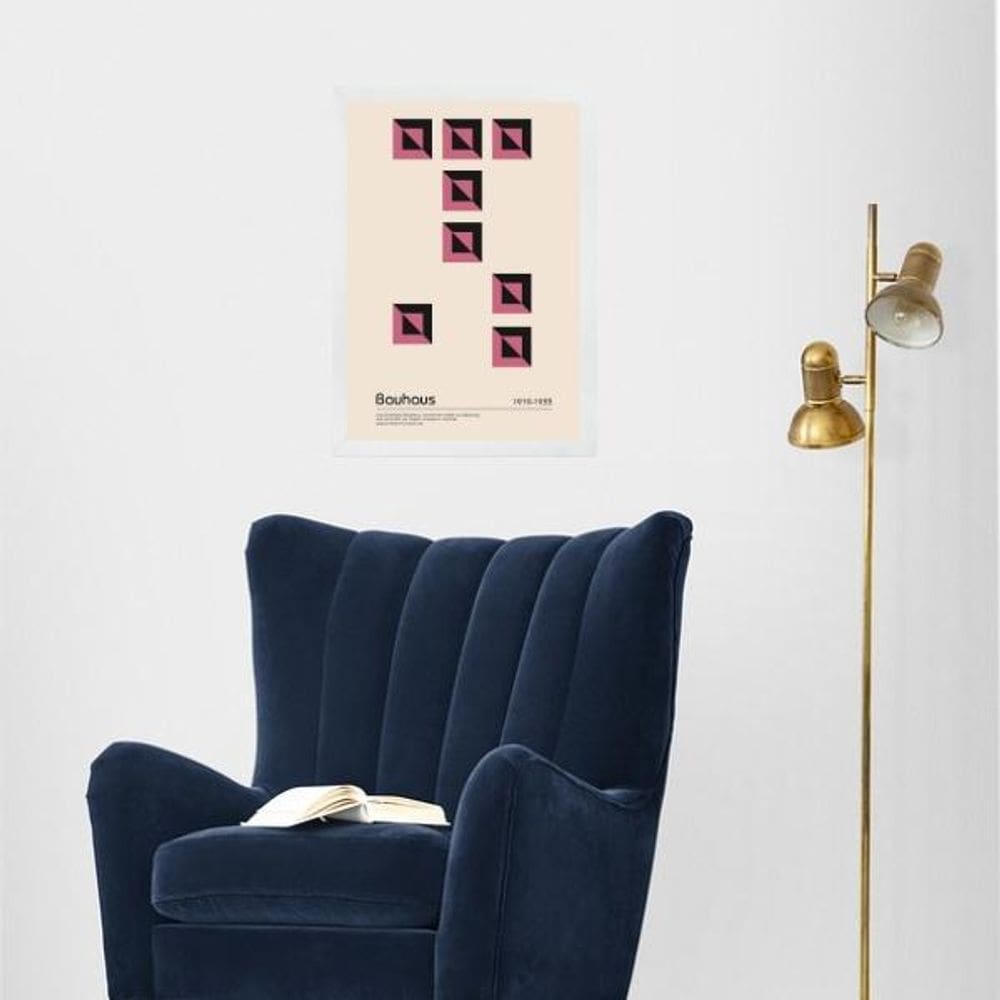 Quadro Bauhaus Pink Geometric Poster 24X18Cm