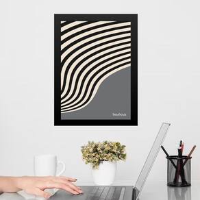 Quadro Bauhaus Cinza Preto - Curved Sinuosity 24X18Cm Vidro