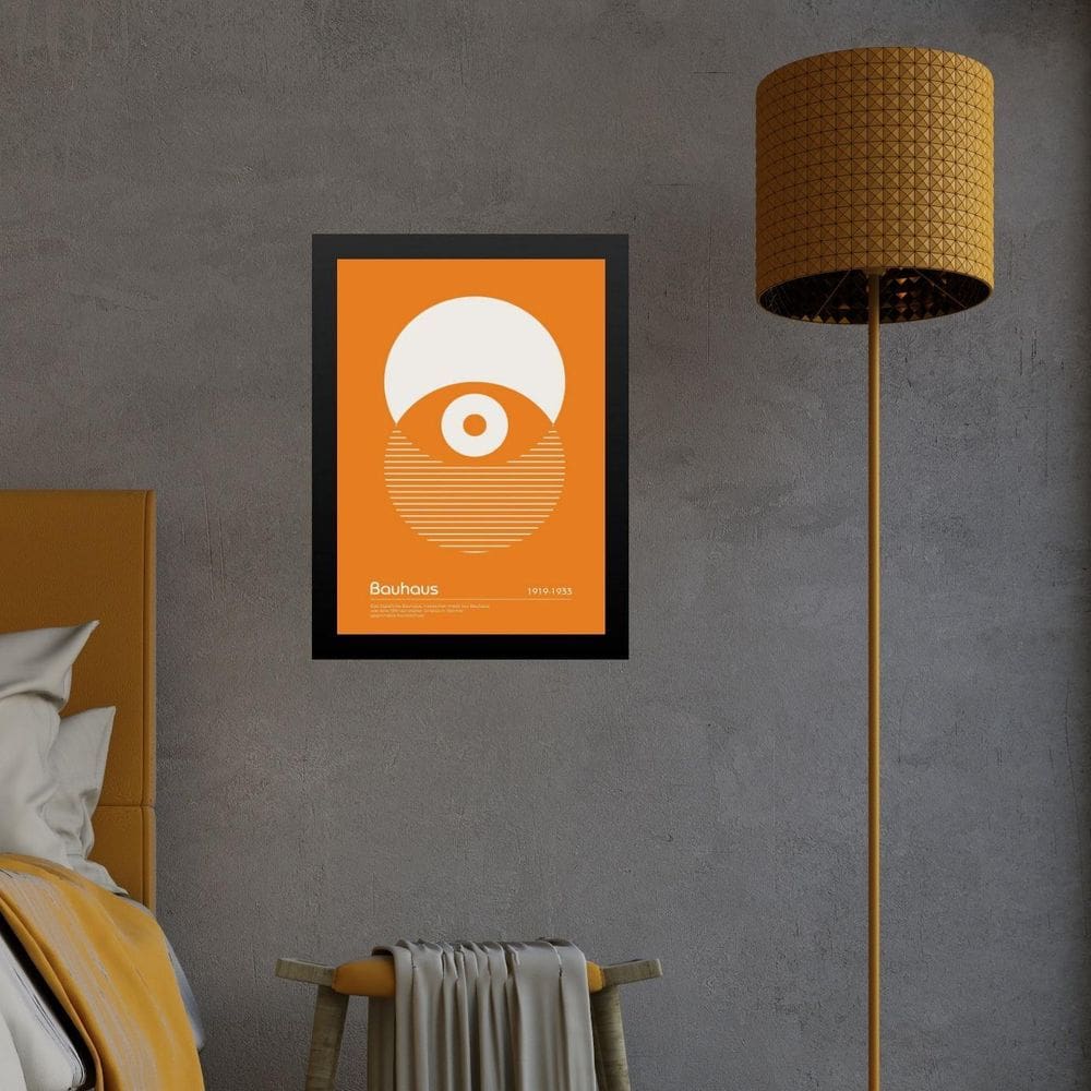 Quadro Bauhaus Laranja - Olho Eclipse 24X18Cm - Com Vidro