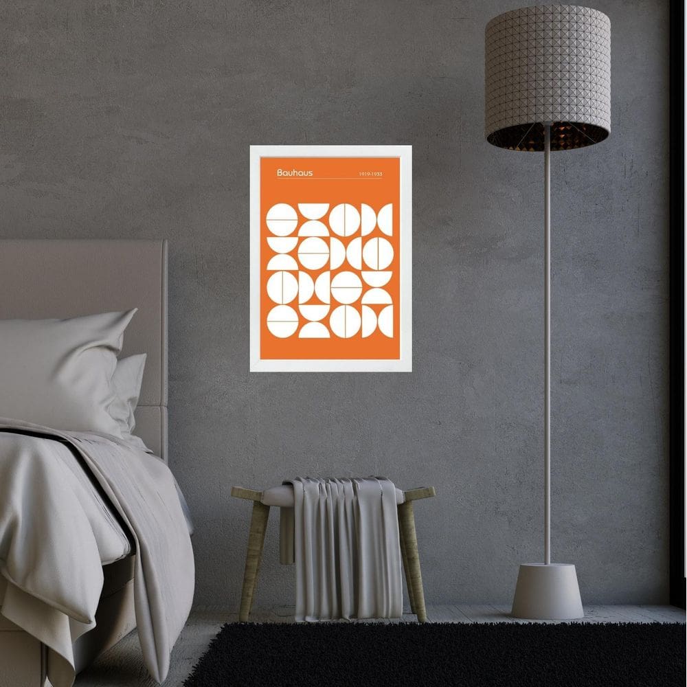 Quadro Laranja Bauhaus - Upset Circles 33X24Cm - Com Vidro