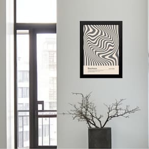 Quadro Bauhaus Cinza- Hypnotic Silk 45X34Cm - Com Vidro
