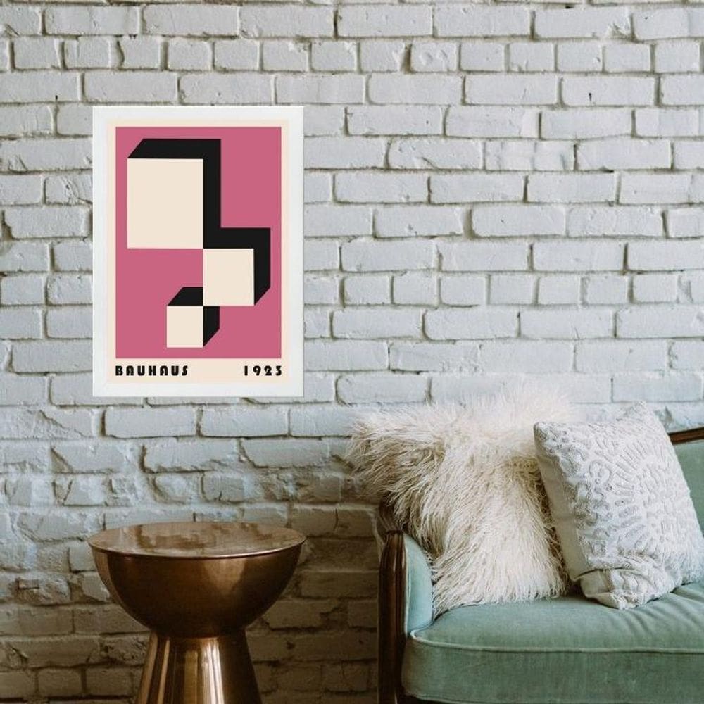 Quadro Bauhaus Pink - Descending Blocks 45X34Cm