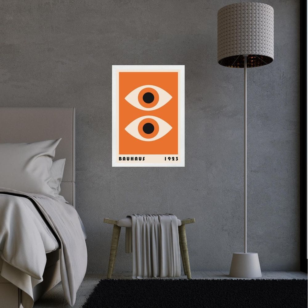 Quadro Bauhaus Poster Olhos Laranja 24X18Cm - Com Vidro