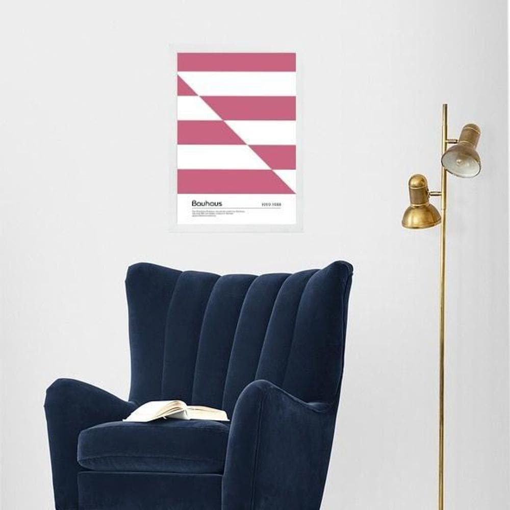 Quadro Modern Pink Bauhaus Poster 45X34Cm - Com Vidro