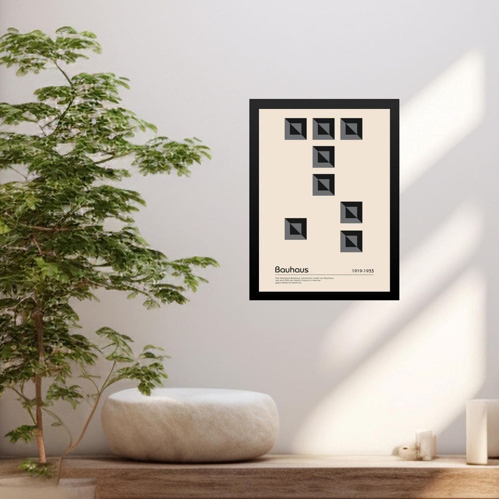 Quadro Bauhaus Grey Geometric Poster 45X34Cm