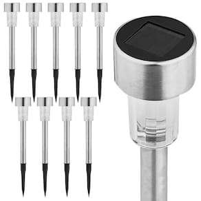 Kit 10 Luminárias Led Solar Inox Para Jardim 6000K Noll Led