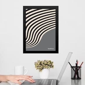 Quadro Bauhaus Cinza Preto - Curved Sinuosity 24X18Cm