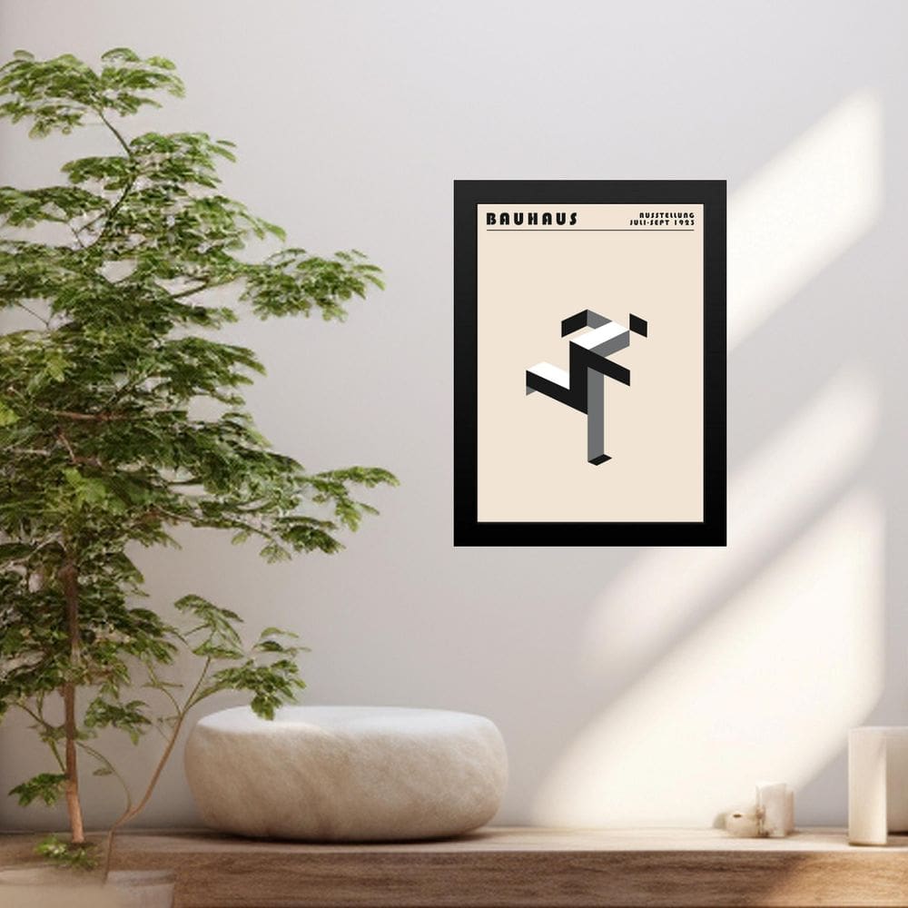 Quadro Bauhaus Grey Poster - Running Man 24X18Cm - Com Vidro