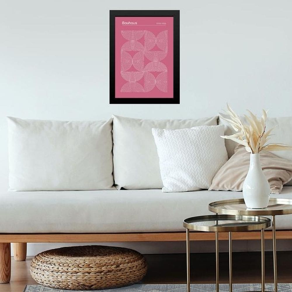 Quadro Bauhaus Poster - Inverted Circles Pink 33X24Cm Vidro