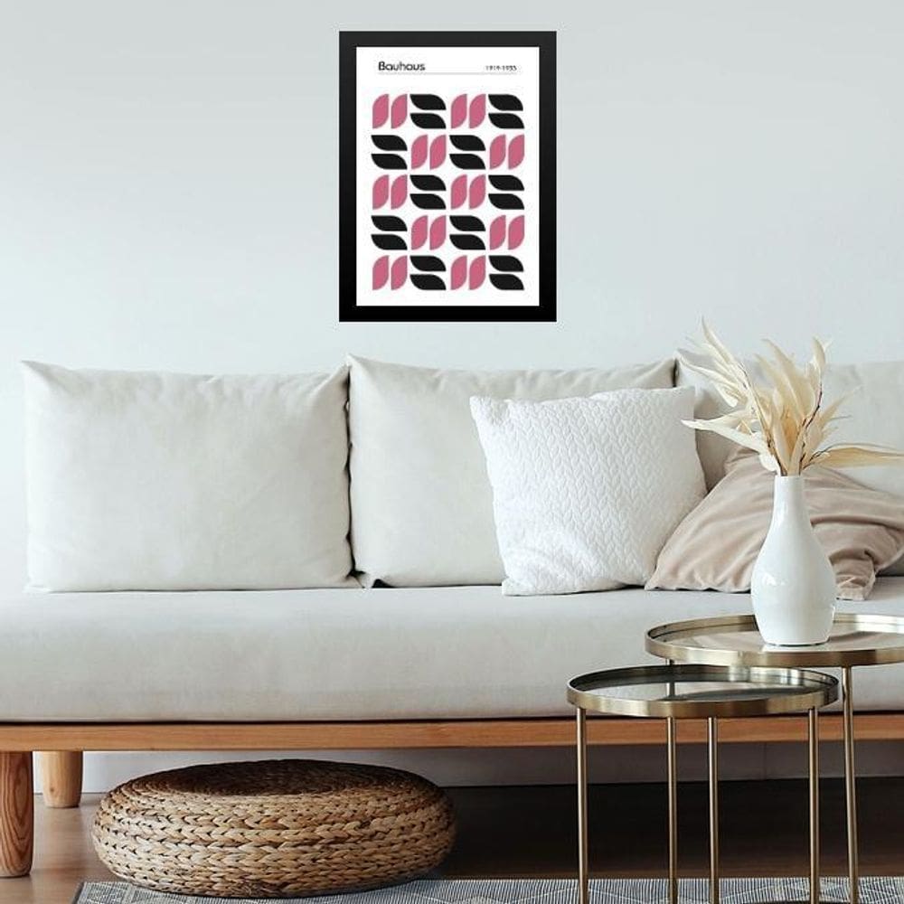 Quadro Bauhaus Poster - Minimalist Tears Pink 33X24Cm Vidro