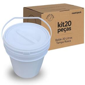 Balde Para Massa 20L Tampa De Rosquear - Kit 20 Pçs