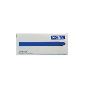Refil Caneta Tinteiro Click Padrão Universal Longo Azul C/5