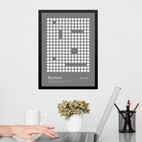 Quadro Bauhaus Grey Geometric Poster Dot Wall 33X24Cm Vidro