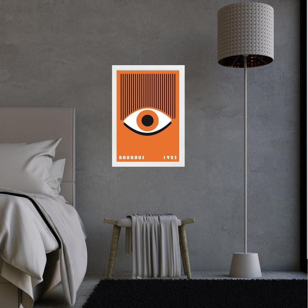 Quadro Bauhaus Poster Olho Laranja 24X18Cm - Com Vidro