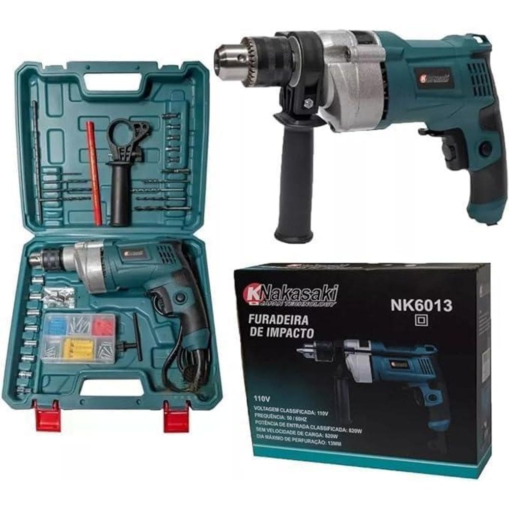 Furadeira Impacto 110V 820W Cabeça Ferro 13Mm Otima