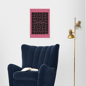 Quadro Bauhaus Moderno Rosa 45X34Cm - Com Vidro