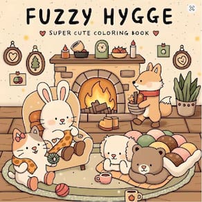 Livro De Colorir Importado Fuzzy Hygge 48 Paginas 21X21 Cm