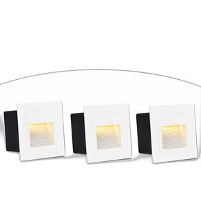 3 Balizador Externo Embutir Led 3000K Quadrado 3W Ip65 Zan08