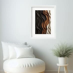 Quadro Abstrato Ondas Marrom Bege Preto- 60X48Cm