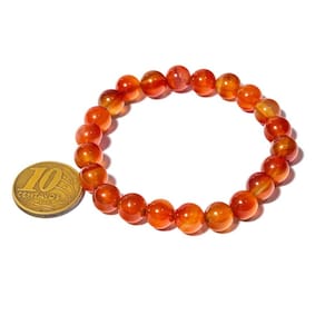 Pulseira Bolinha Pedra Ágata Cornalina Natural 8mm