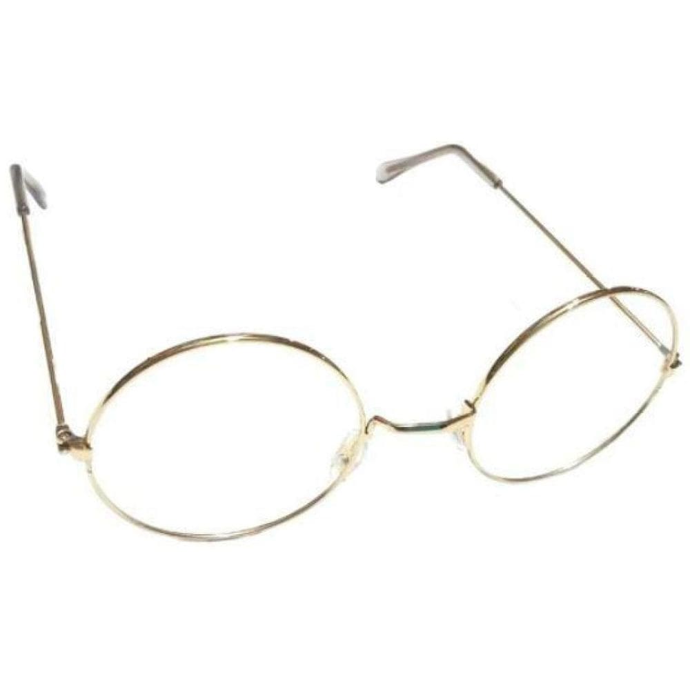 Óculos Redondo Dourado Fantasia Papai Noel