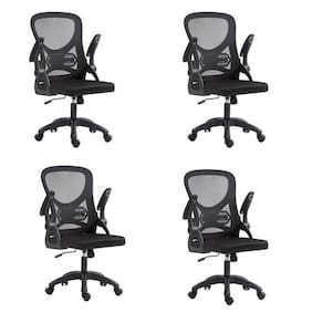 Kit com 4 Cadeira Escritório Diretor Office Columbus com Tela Mesh Preto