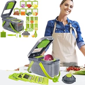 Conjunto Cortador e Ralador de Vegetais Legumes Frutas Multiuso Com 22 Peças Fatiador
