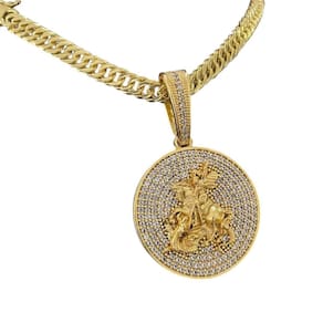 Cordão 10Mm Grumet + Pingente São Jorge - Banhado A Ouro