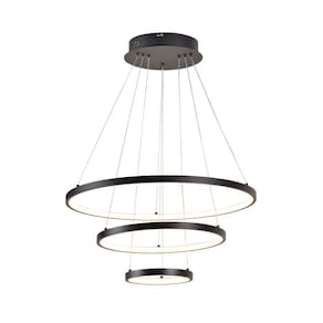 Pendente 3 Anéis Preto Fosco 60cm Led 78W 3 em 1 Bivolt 15705-PL