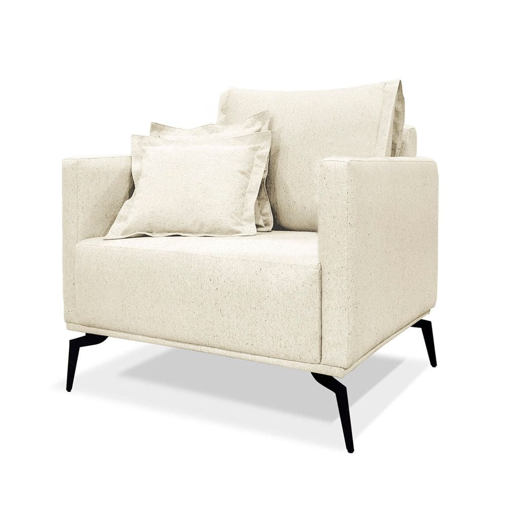 Poltrona Decorativa Elba Linho Rústico Natural - Loja Sheep