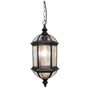 Pendente Colonial Metal Preto Vidro Transparente 43cm 1E27