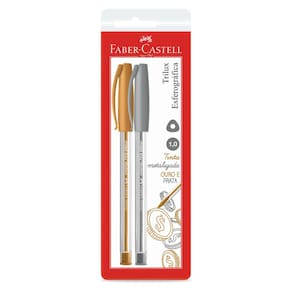 Caneta Esferográfica Fabercastell Trilux Prata E Ouro - 2 Un