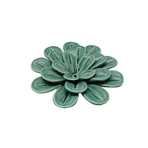 Peça Decorativa Flor em Cerâmica Verde 13cm DL0183 BTC