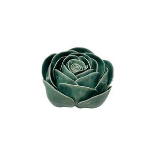 Peça Decorativa Flor em Cerâmica Verde 11cm DL0180 BTC