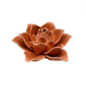 Peça Decorativa Flor em Cerâmica Salmão 13,5cm DL0185 BTC