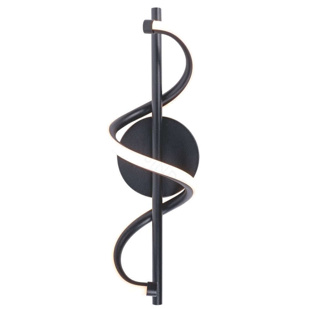 Arandela Espiral Preto Fosco 40cm Led 13W 3000K Bivolt