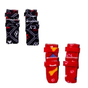 Kit 2 Sapatos Para Cachorro - Preto E Vermelho P