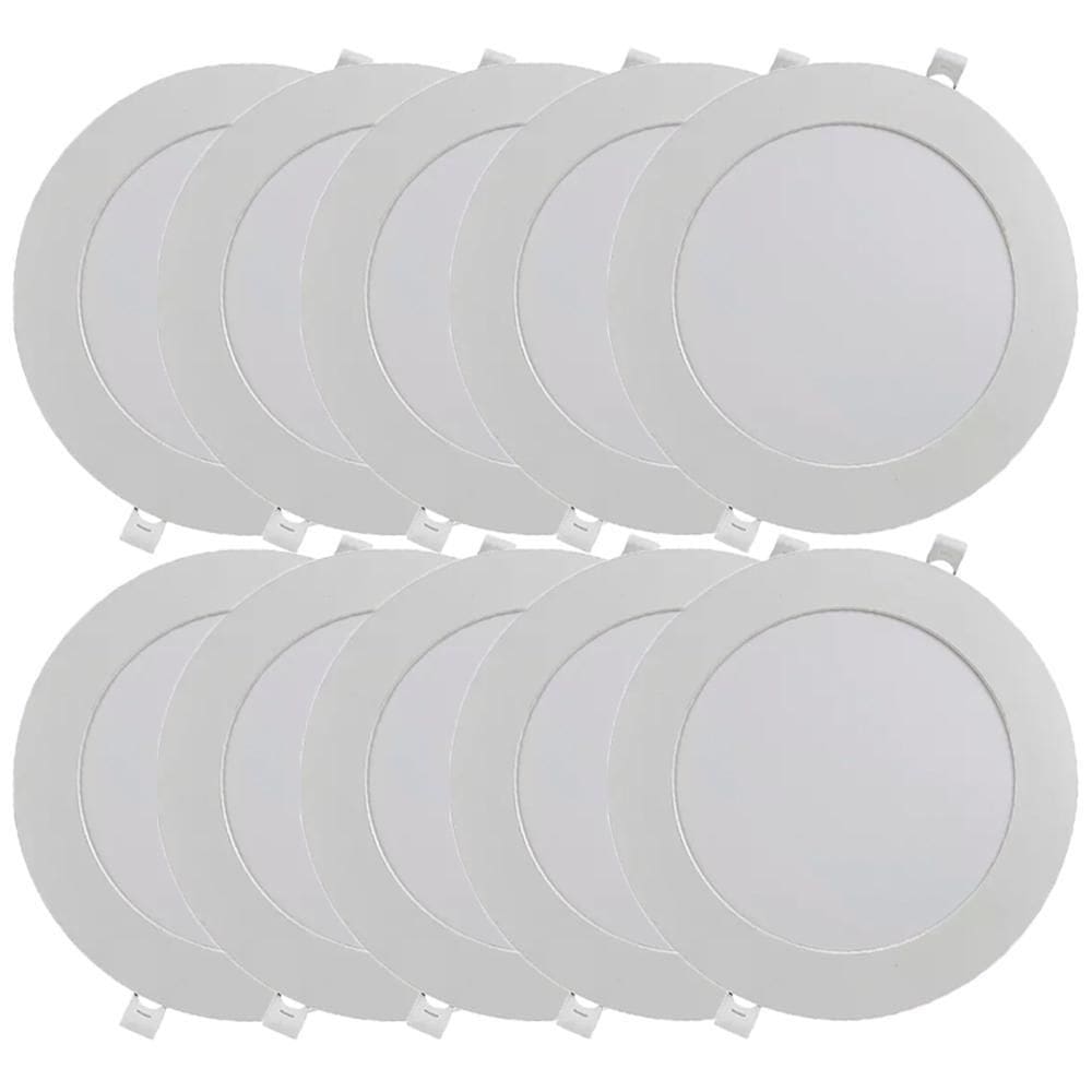 Kit 10 Luminária Plafon Led Redondo Embutir 24W 3000K - Noll