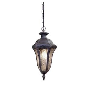 Pendente Colonial Metal Marrom e Policarbonato 37cm 1E27