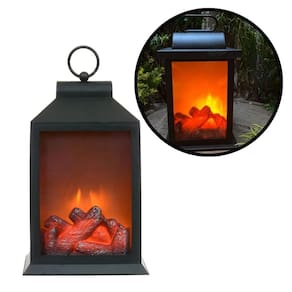 Lanterna Decorativa Lareira Iluminada LED Realista 25cm x 15cm - Rio Master