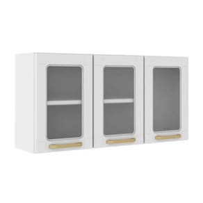 Armário de Cozinha Modulado Colors 6010 c/ 3 Portas c/ Vidro 105cm Branco - Bertolini