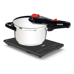 Kit Cooktop Portátil Indução 127V Tramontina Preto C/ Panela de Pressão Solar Inox 4,5L