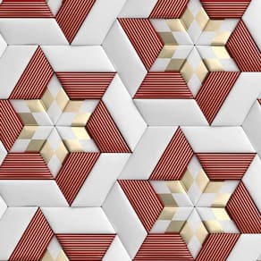 Papel De Parede 3D Vermelho Cinza Geométrico Autocolante