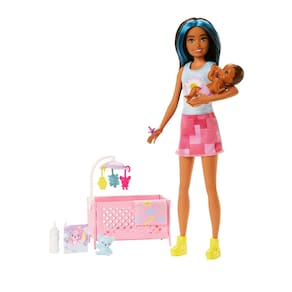 Conjunto de brinquedos Barbie Skipper Babysitters Inc com boneca e berço